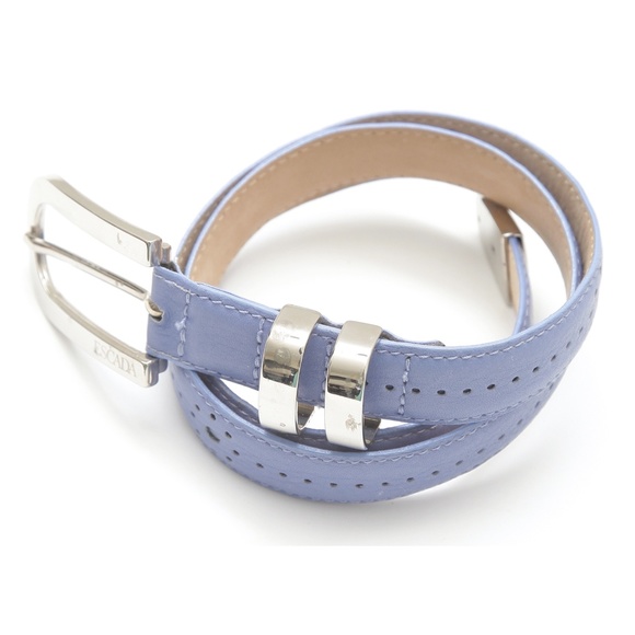 ESCADA Leather Belt Periwinkle Blue Silver HW Sz 34